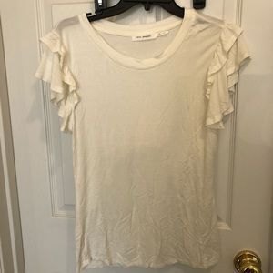 Boutique cream ruffle sleeve shirt